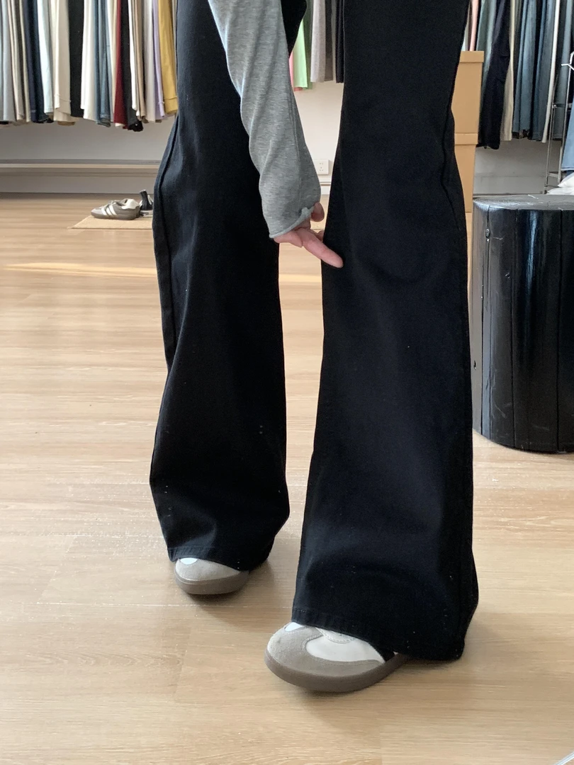 175高个子180加长版黑色微喇牛仔裤女秋季高腰修身显瘦喇叭拖地裤