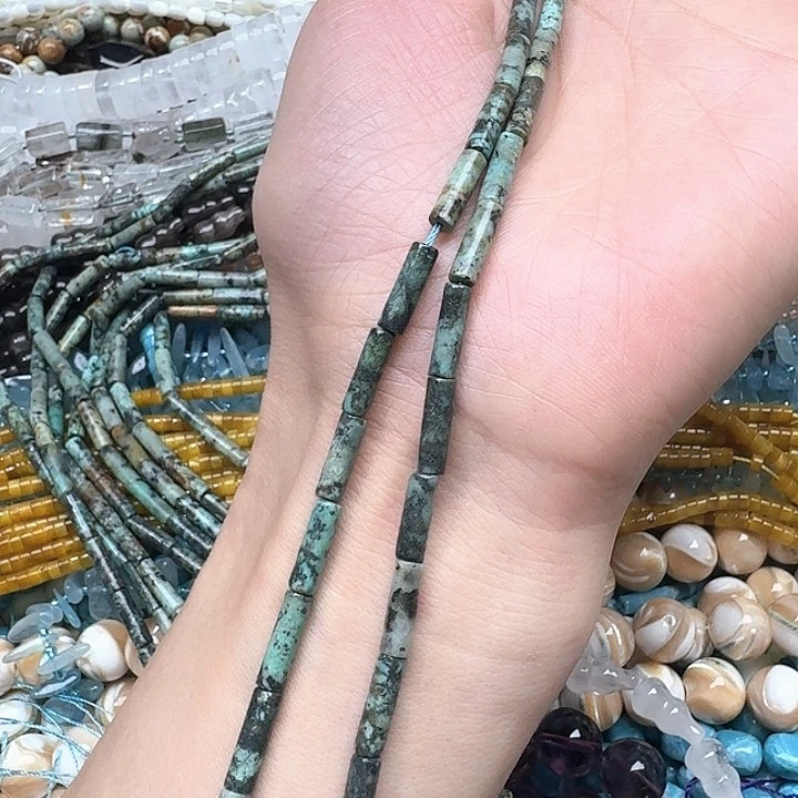 玛瑙/玉髓合金珠宝半成品一条4x13mm非洲松