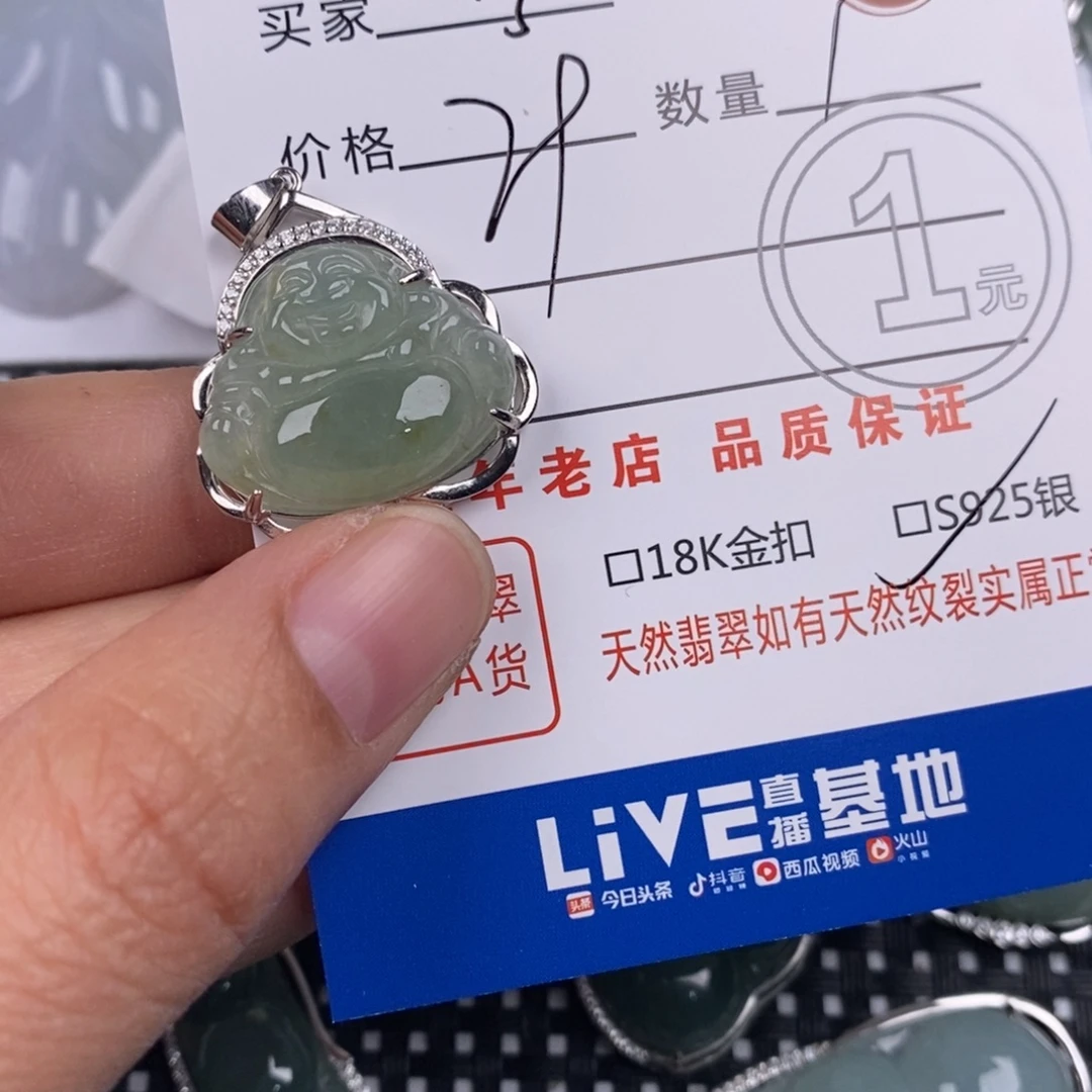 宁***静翡翠银S925镶嵌颈饰