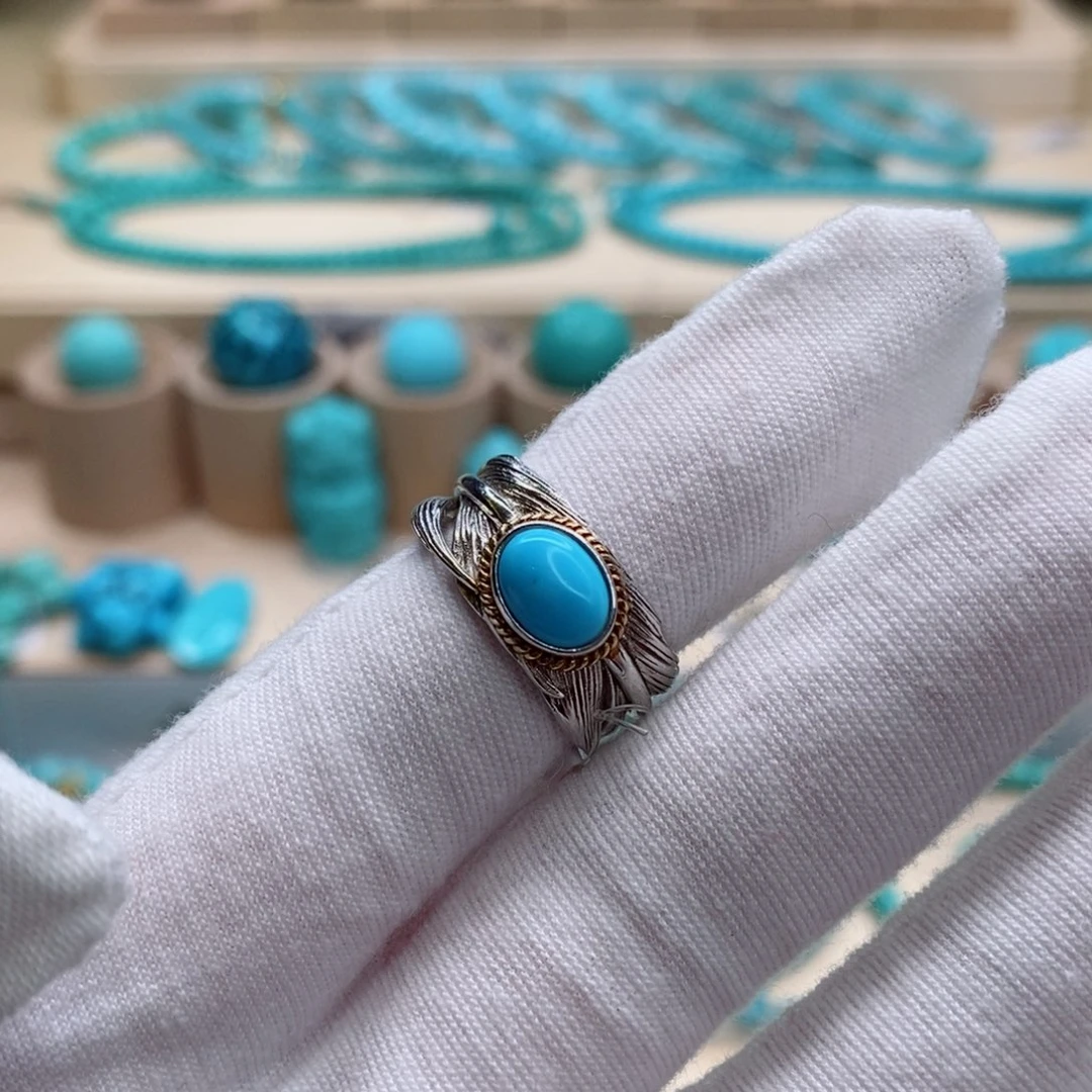 绿松石珠宝奇石银S925镶嵌