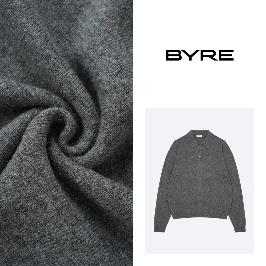 BY548 灰色翻领毛衣【干洗】