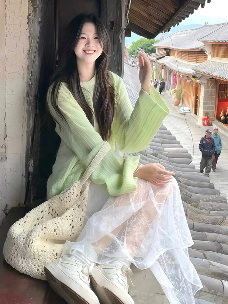 落肩袖薄款镂空防晒纯色毛针织衫女装夏季针织衫上衣洋气