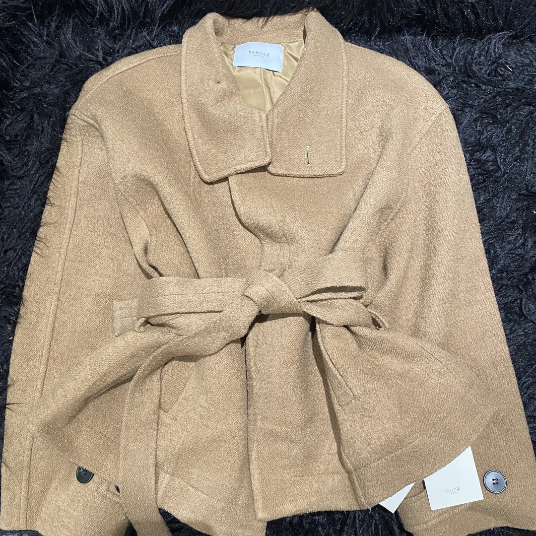 RRROSE立领腰带短款羊毛外套