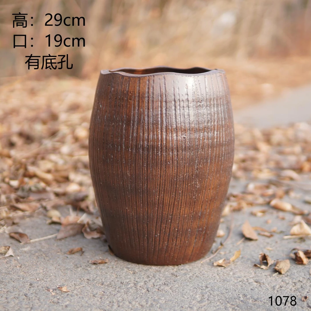 1078特大号手工粗陶创意粗陶罐大口径多肉植物老桩花盆三角梅兰花