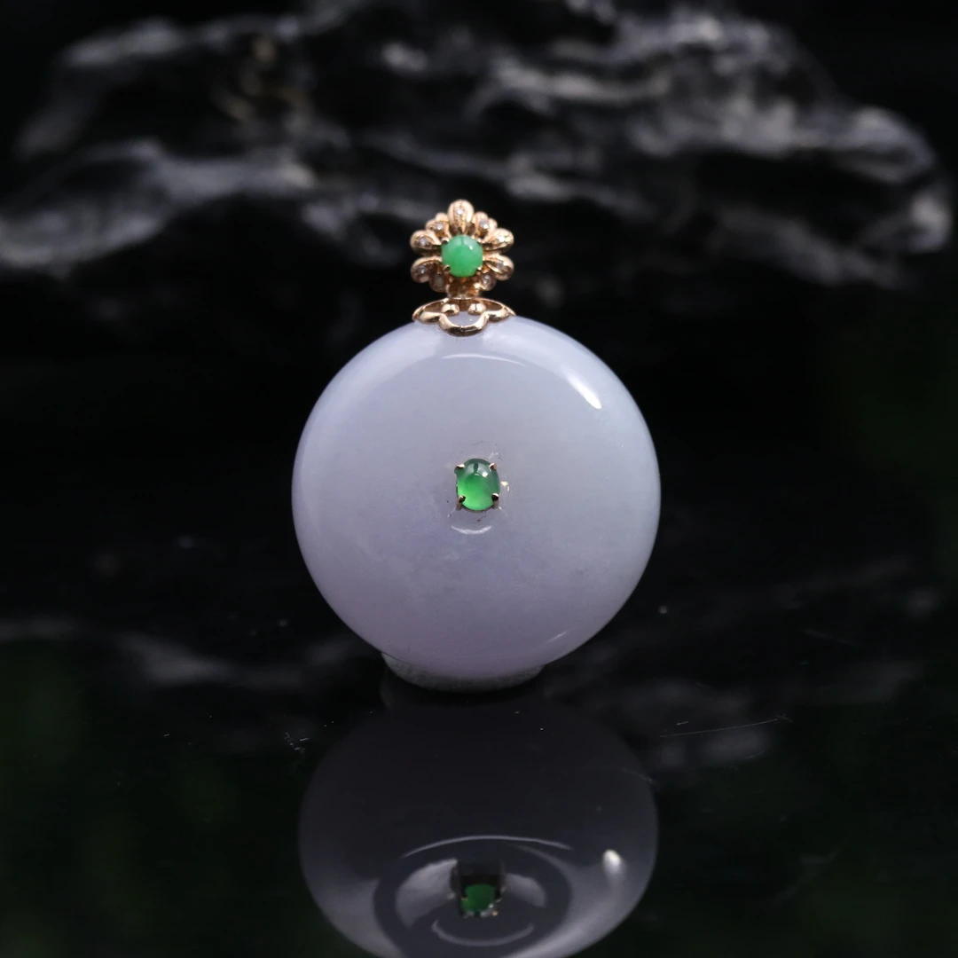 FC38天然缅甸翡翠A货18k冰平安扣/700955/保利厦门拍卖