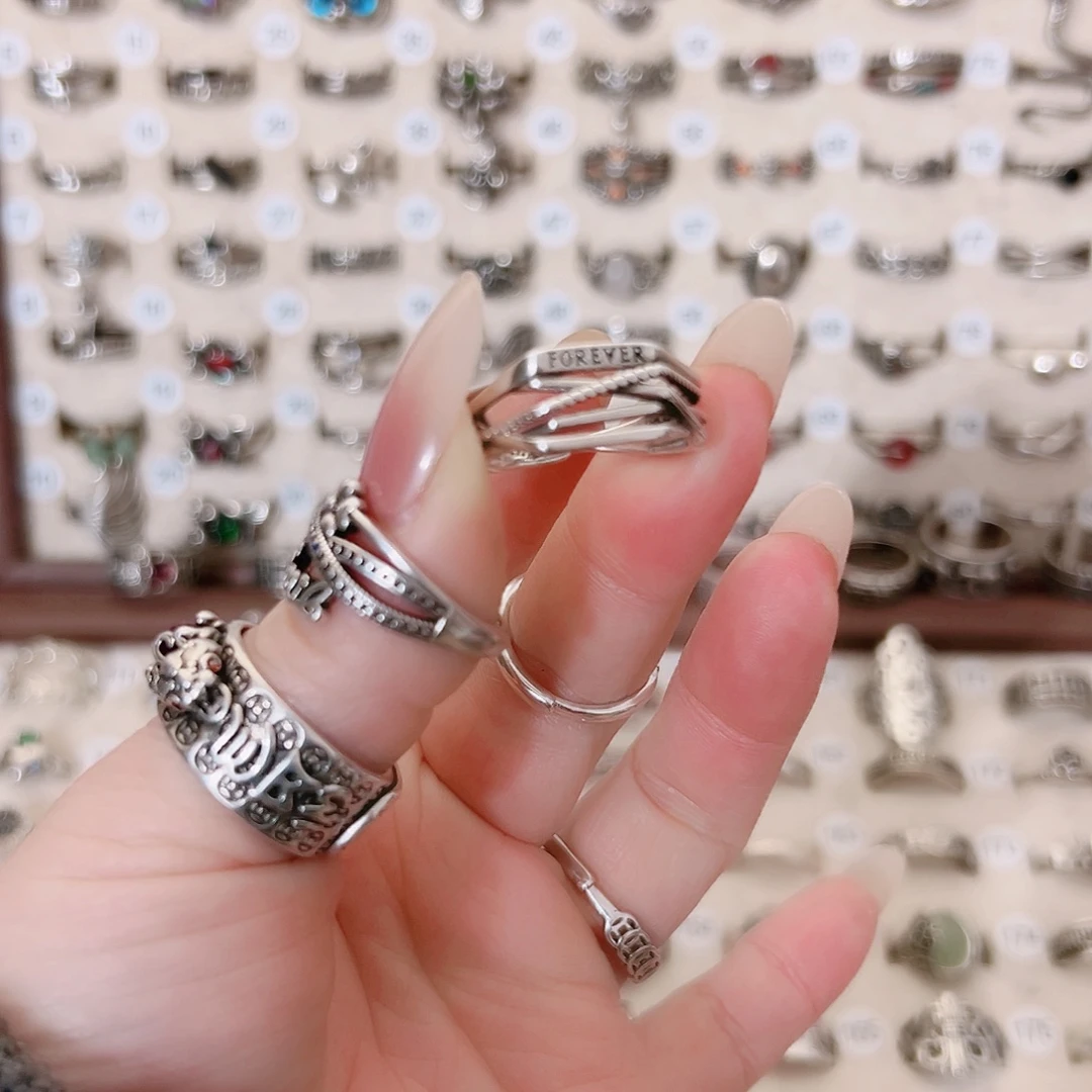 铜合金新款不规则多层链条戒指