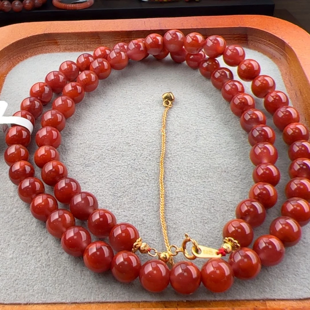 南红玛瑙（牛血俏色项链7+）银S925镶嵌
