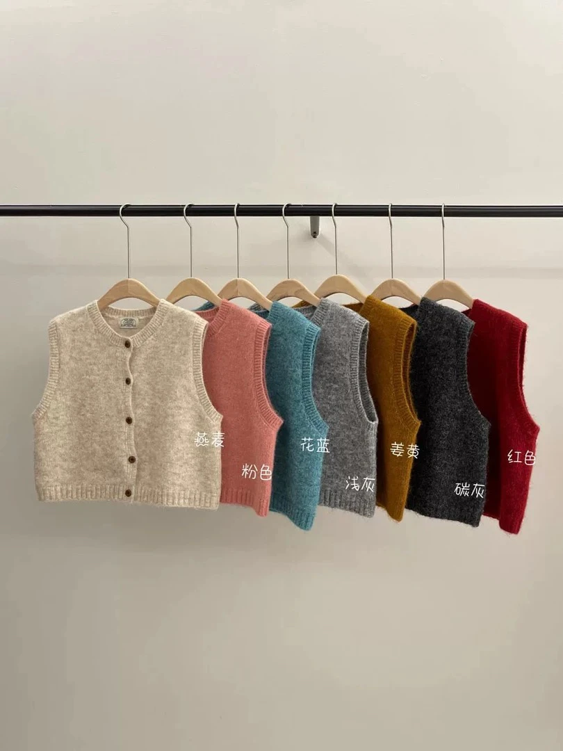 春秋冬开衫圆领常规马夹夏季无袖厚款网红秋冬韩版百搭