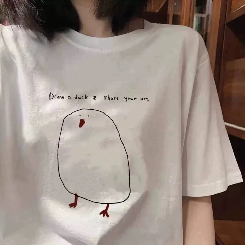 卡通小鸡印花短袖t恤女夏季韩版宽松休闲chic港味半袖上衣潮