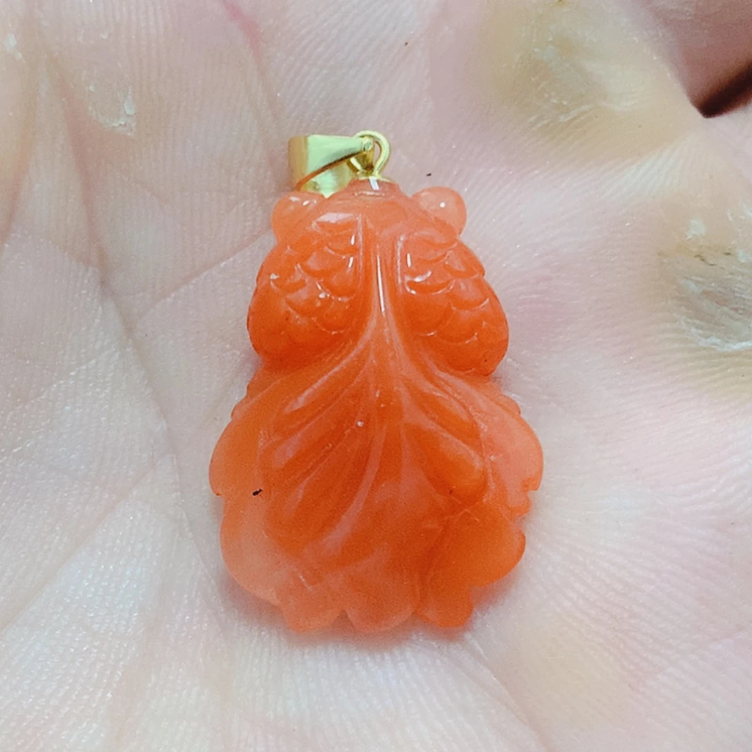南红玛瑙银S925镶嵌吊坠(不含链)
