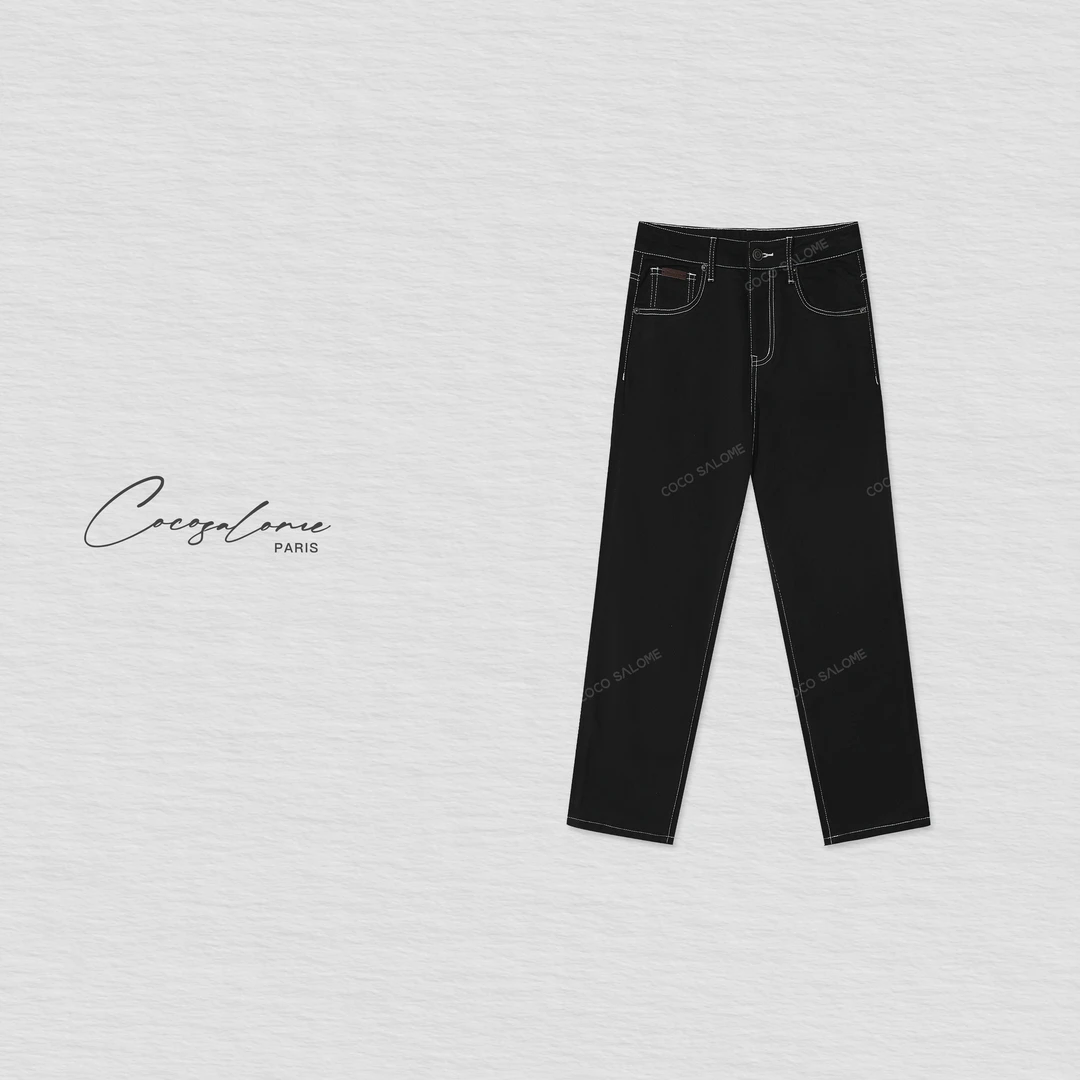 韩彬彬"腿精秘籍"弹力透气时髦明线装饰立体显瘦九分牛仔裤2417-2