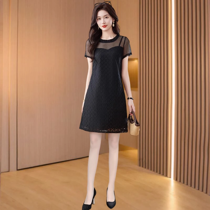 雪纺纱料连衣裙子轻奢高级感广州十三行女2025夏新款爆款高端品牌