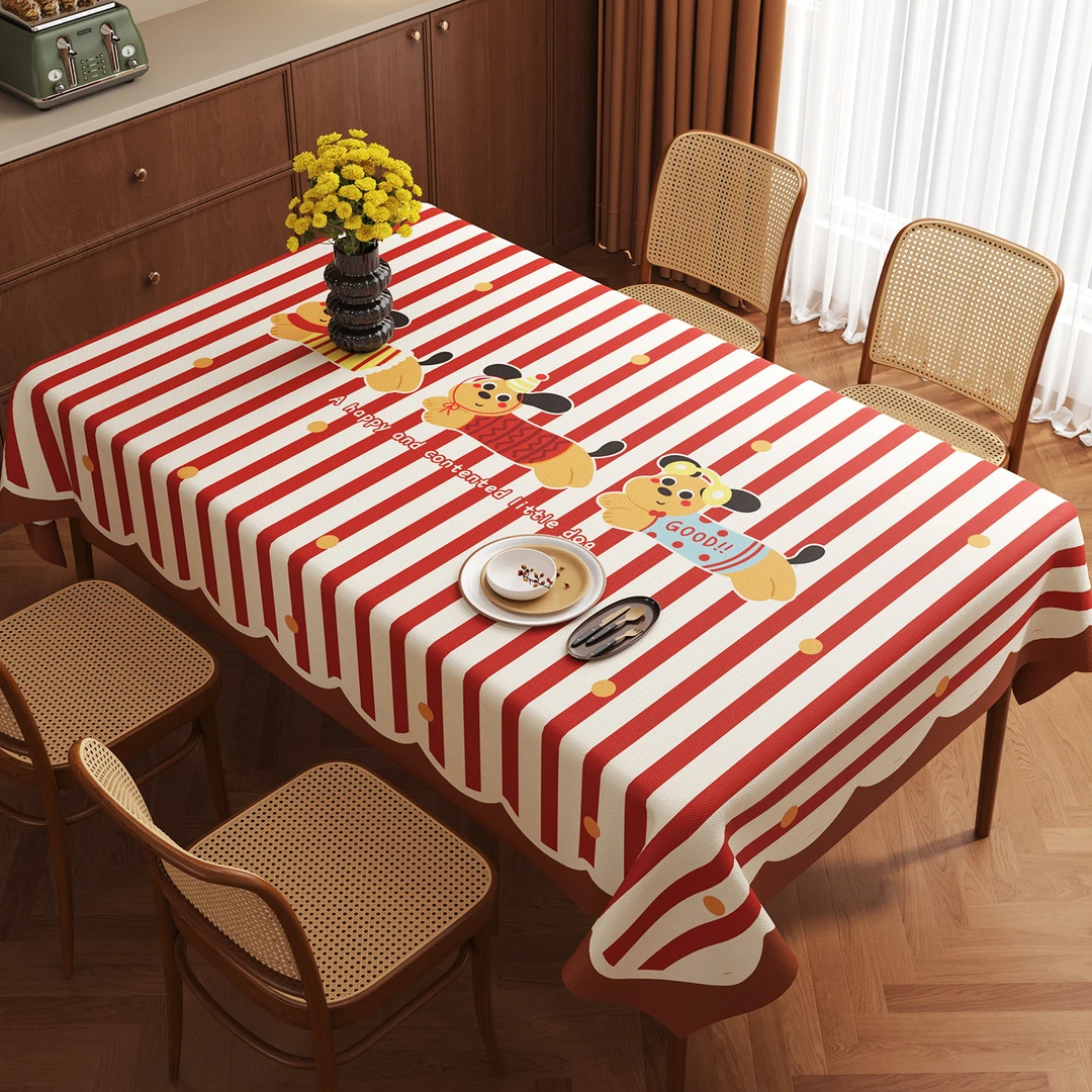 趣味卡通餐桌布防水防油2025轻奢高级氛围感免洗长方形桌面保护布