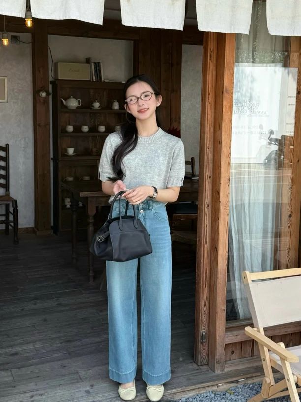 DDY～直腿神裤～四面弹直筒牛仔裤女2025春季宽松显瘦小个子