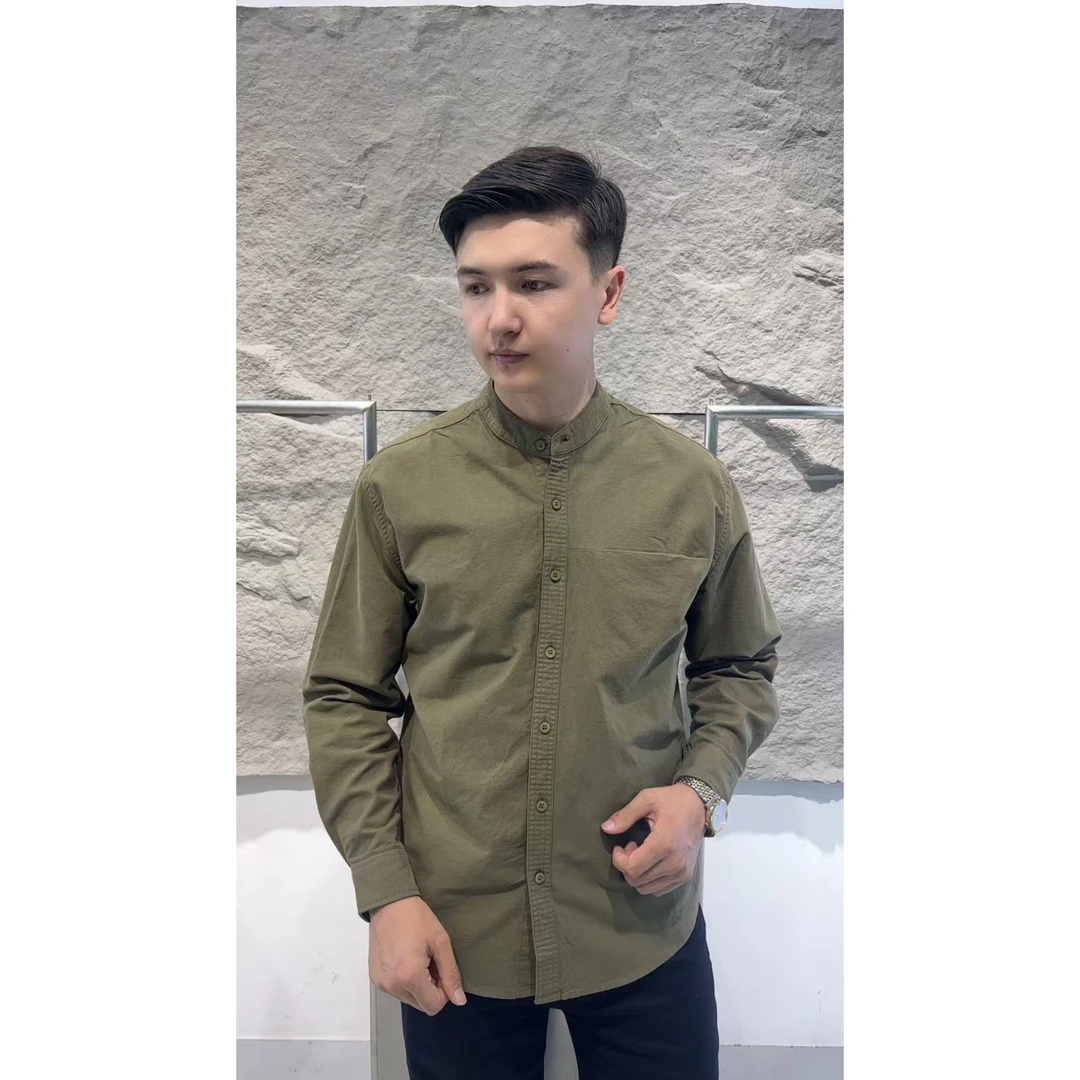 新款男士百搭休闲男士穿搭春秋打底长袖衬衫男士纯色衬衣宽松