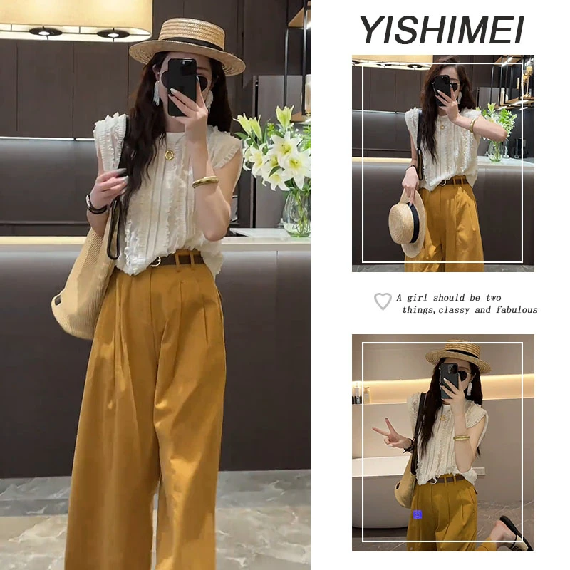 2025夏季穿搭一整套韩系百搭气质高级感无袖马甲上衣休闲裤两件套