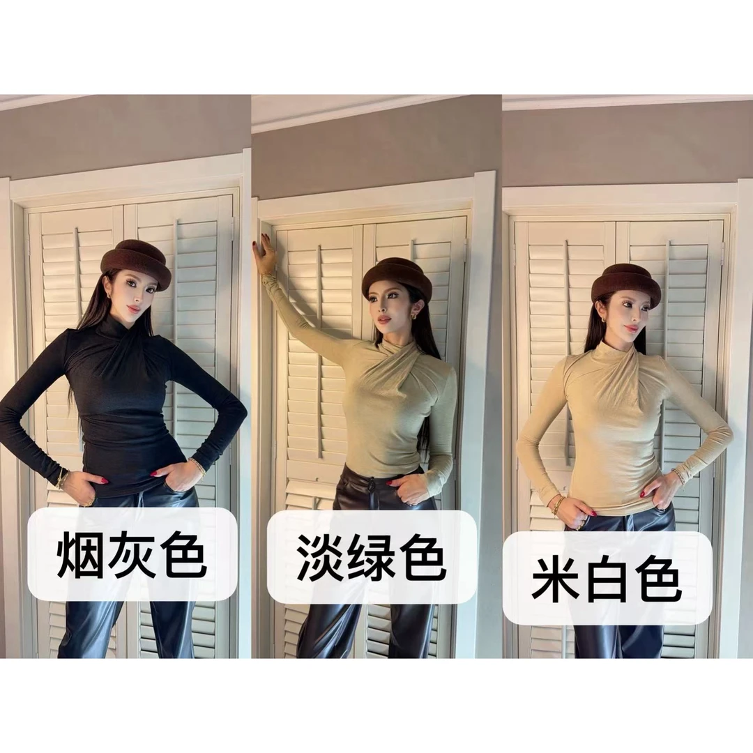 GIFLONA  三种颜色前褶皱修身T恤