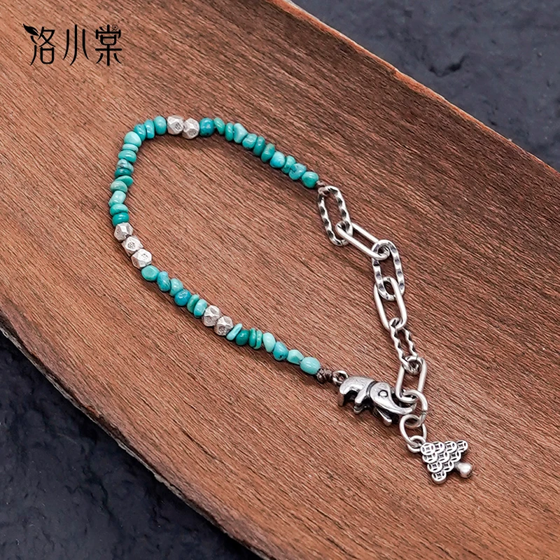 925银手链 洛小棠【象上】原创小众复古百搭绿色系s925银手工手链
