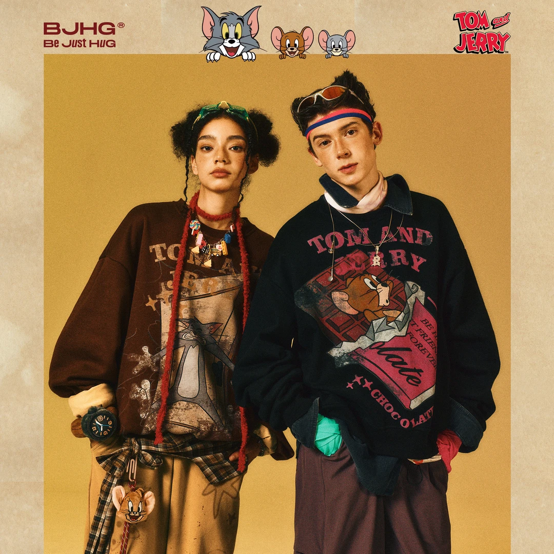 BJHG不计后果猫和老鼠联名卫衣男款2025新款秋重磅潮牌圆领上衣女