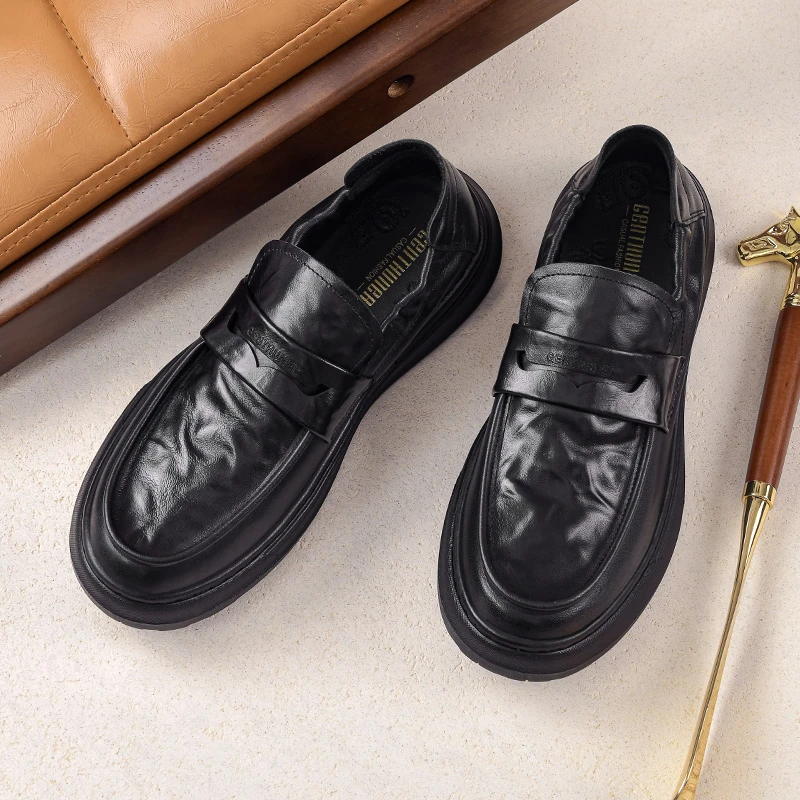 头层牛皮男士皮鞋新款休闲百搭一脚蹬乐福鞋潮流时尚商务男鞋8922