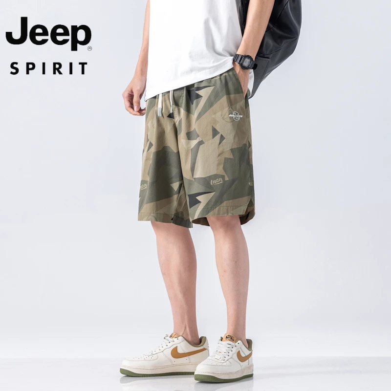 JEEP吉普夏季潮流宽松短裤男士休闲五分薄款速干运动pants迷彩时