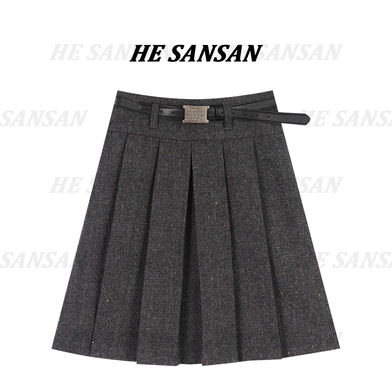 【SANSAN】高腰百搭显瘦气质百褶A字半身裙DY-1863