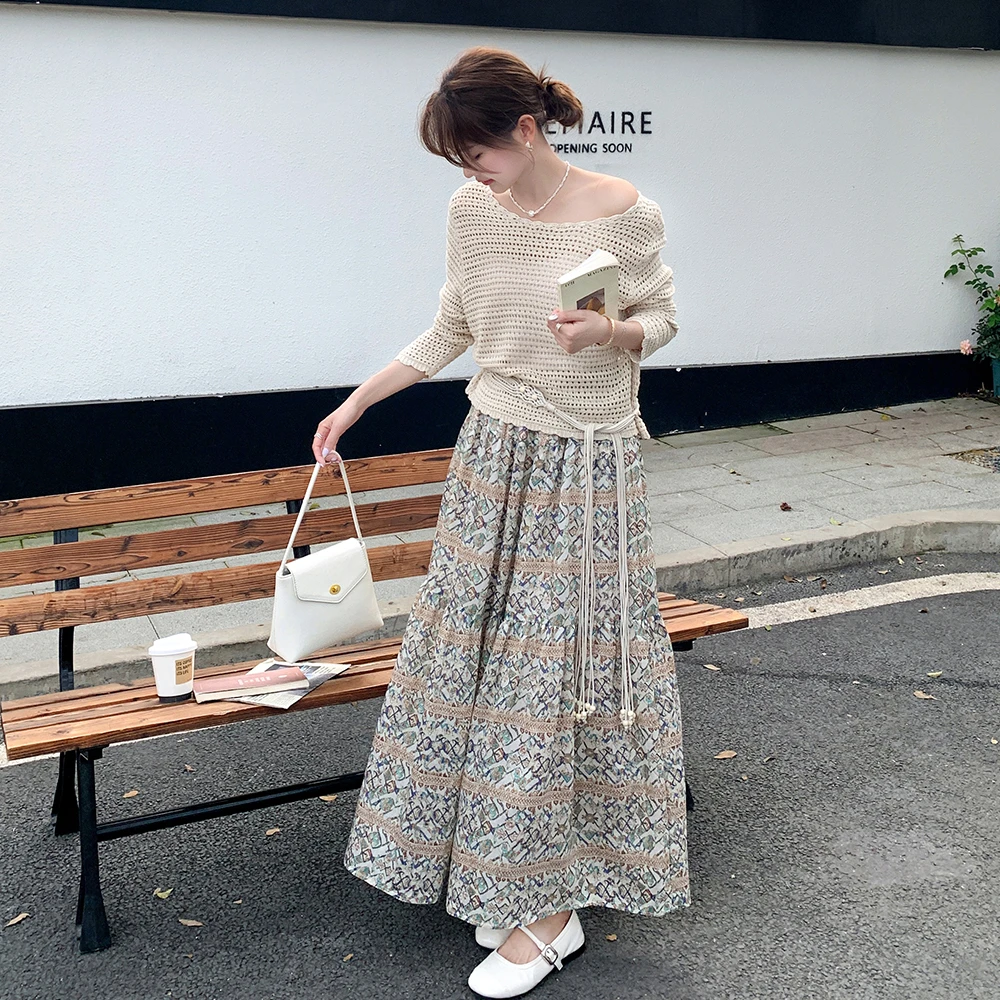 镂空上衣碎花半身裙套装女2025夏季新款甜美休闲气质高级感两件套