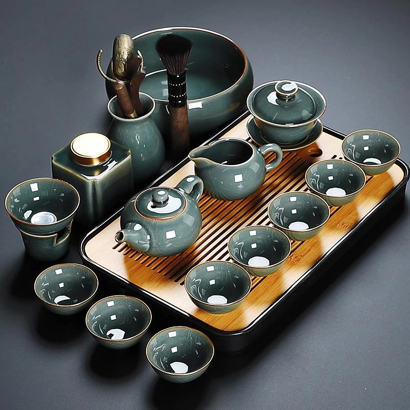 RUONDMAM2025新款汝窑茶具套装办公室轻奢高档陶瓷茶壶茶
