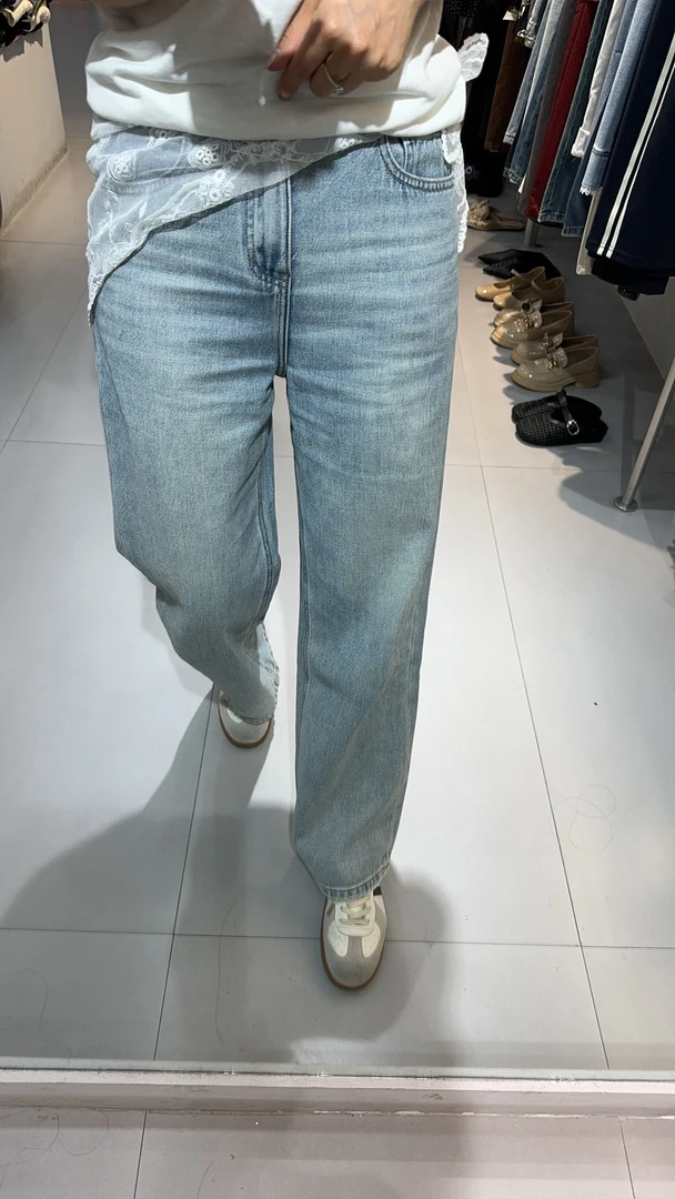 简约时尚春夏欧版小直筒牛仔裤女