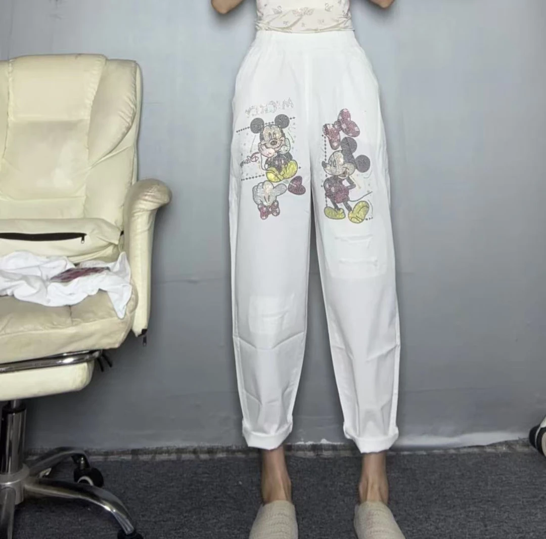 2025年新款休闲烫钻长裤W-9988