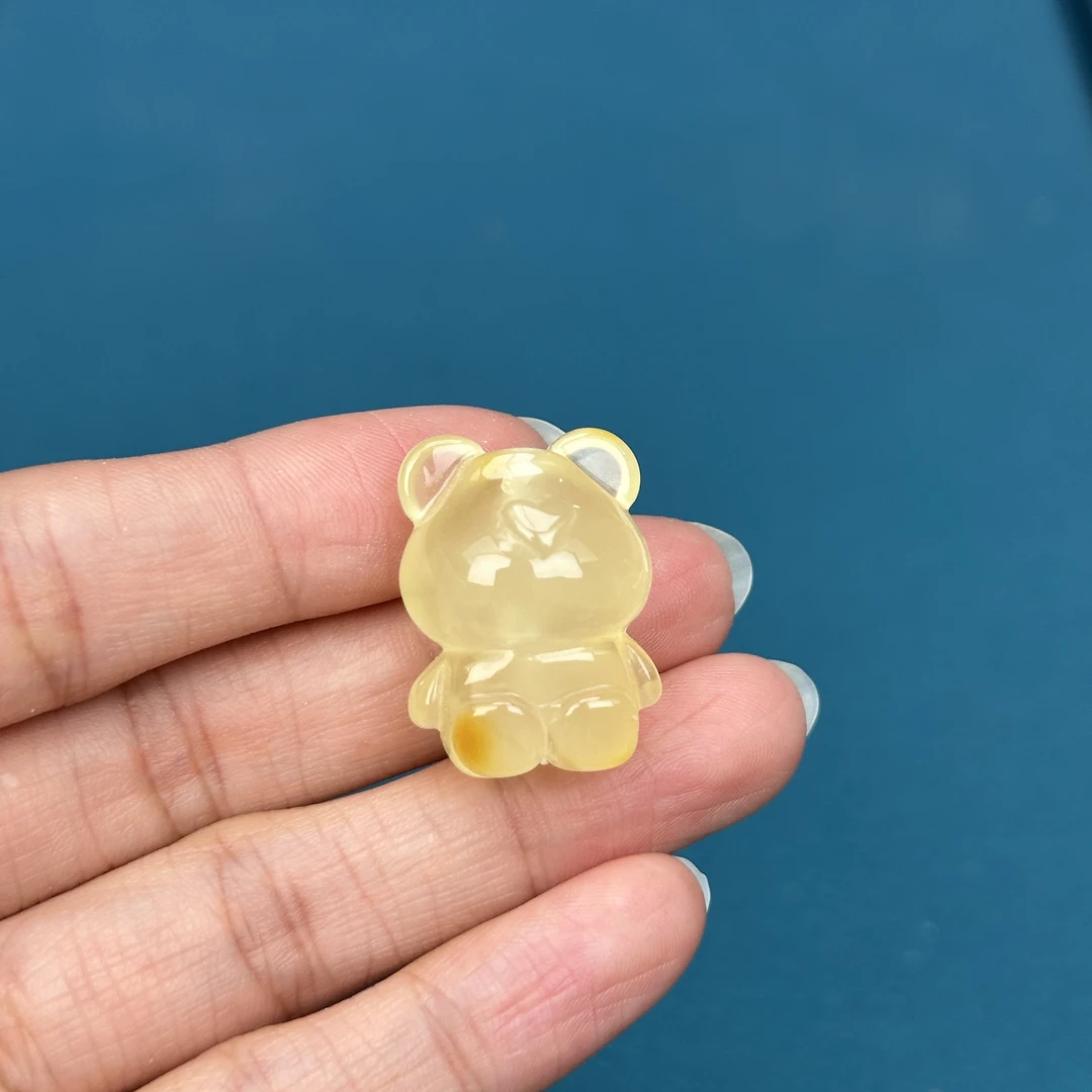 Y4061天然原矿蜜蜡小熊18.3x25mm 上下孔抖音基地质检发货