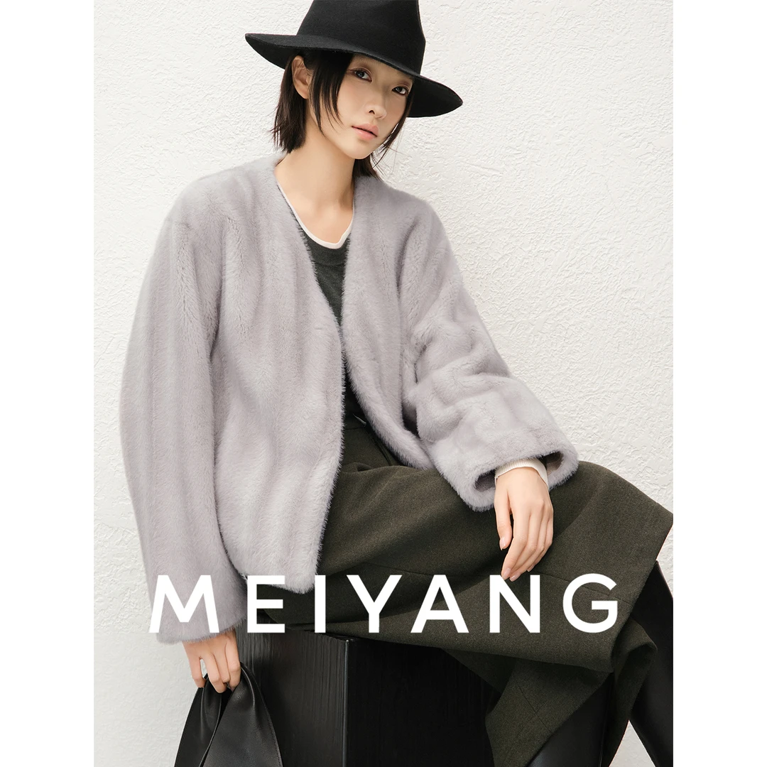 人造皮草  A美洋MEIYANG 唐顿仿皮草外套【商场同款】清冷简约-周一