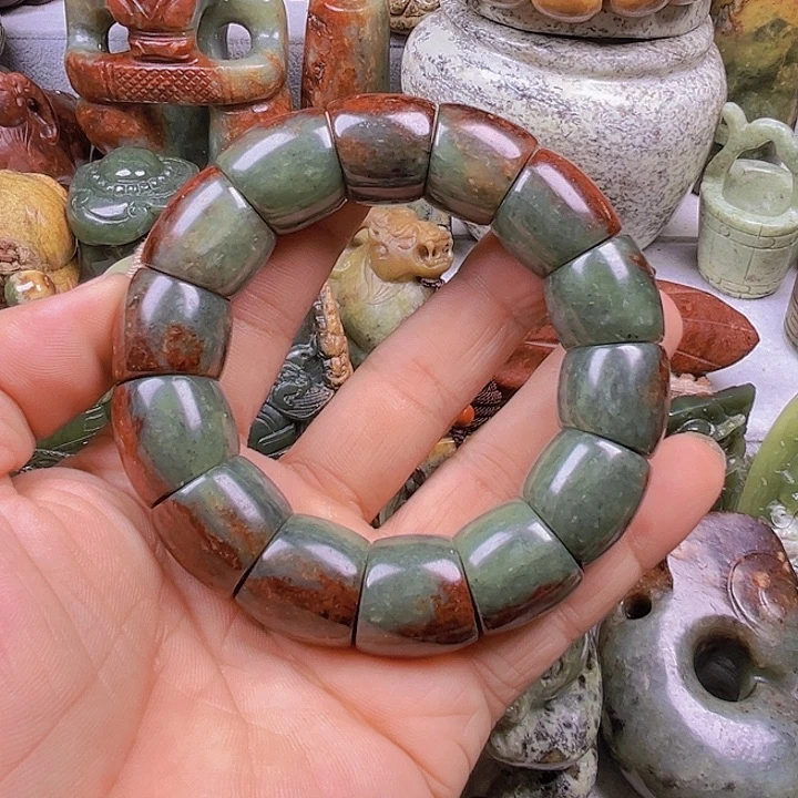 手链未镶嵌岫岩河磨玉（透闪石质玉）拒**诈