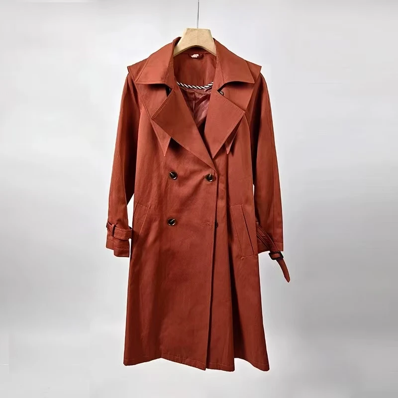 【W101K砖红色色风衣】萱萱专属2025新款时尚气质春秋风衣外套