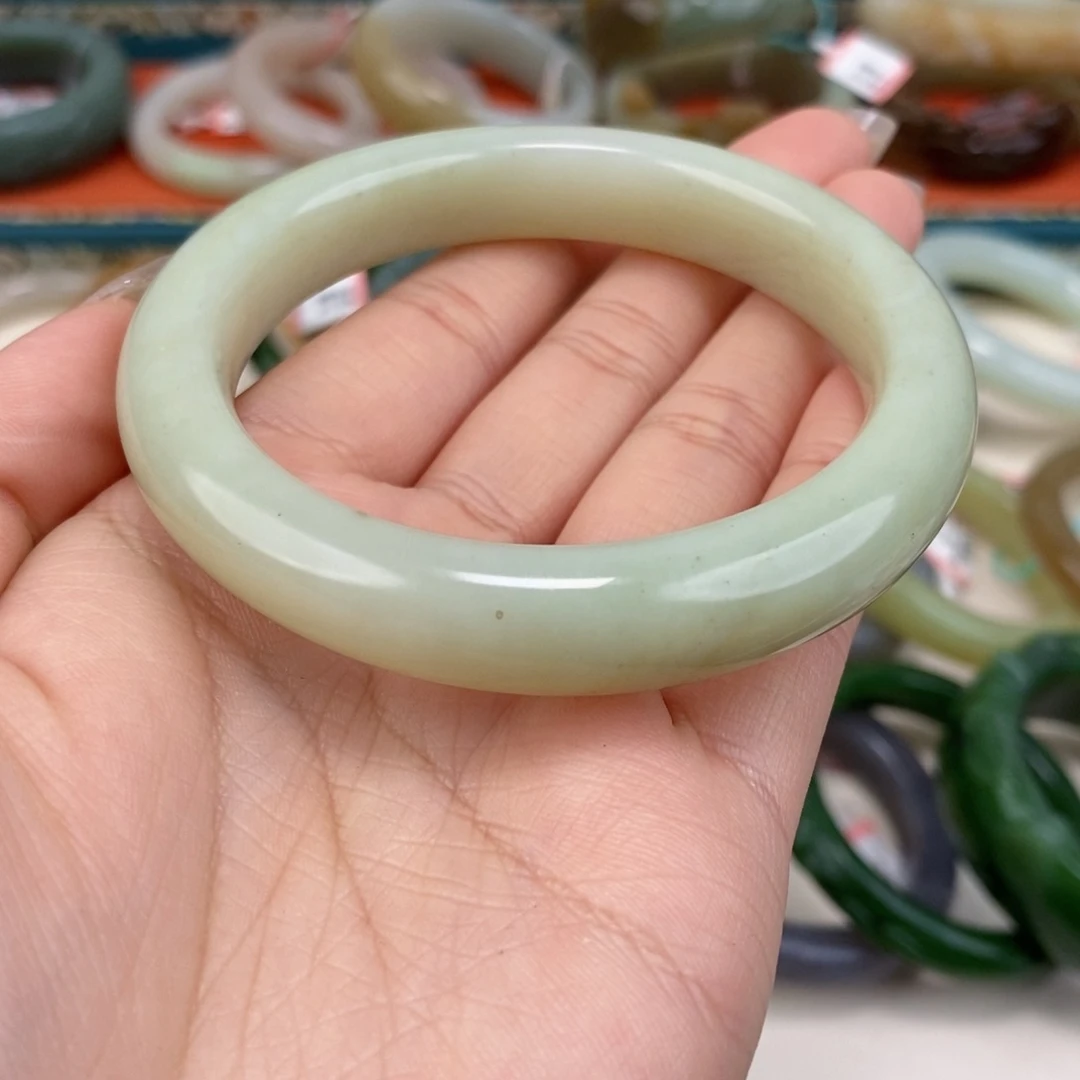 和田玉未镶嵌手镯若羌黄口手镯59.2#回流