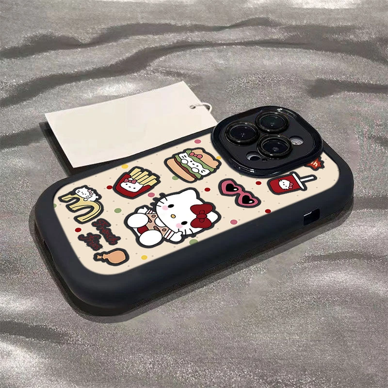 汉堡KITTY猫适用iphone16promax苹果1514P手机壳泡芙13p/1211全包