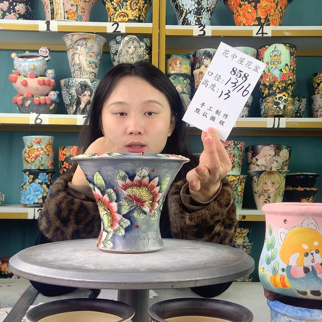 陶景德镇手工花盆858