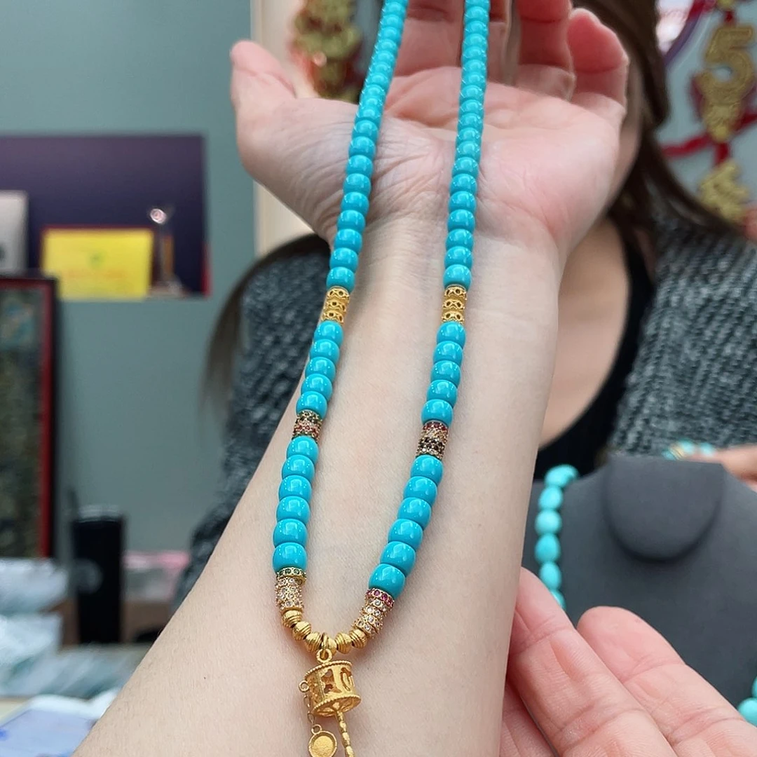 绿松石颈饰18K金镶嵌