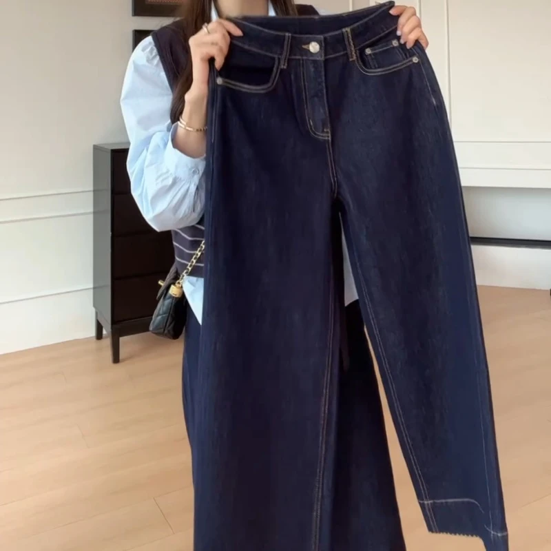 秋季休闲百搭显瘦刺绣波浪边四面弹九分牛仔裤LK2506165