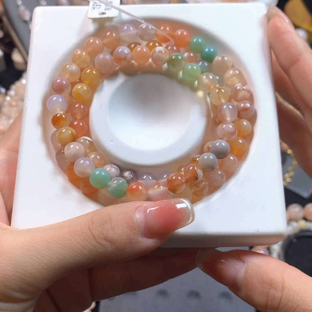 玛瑙/玉髓项圈未镶嵌彩虹三圈毛衣链7+