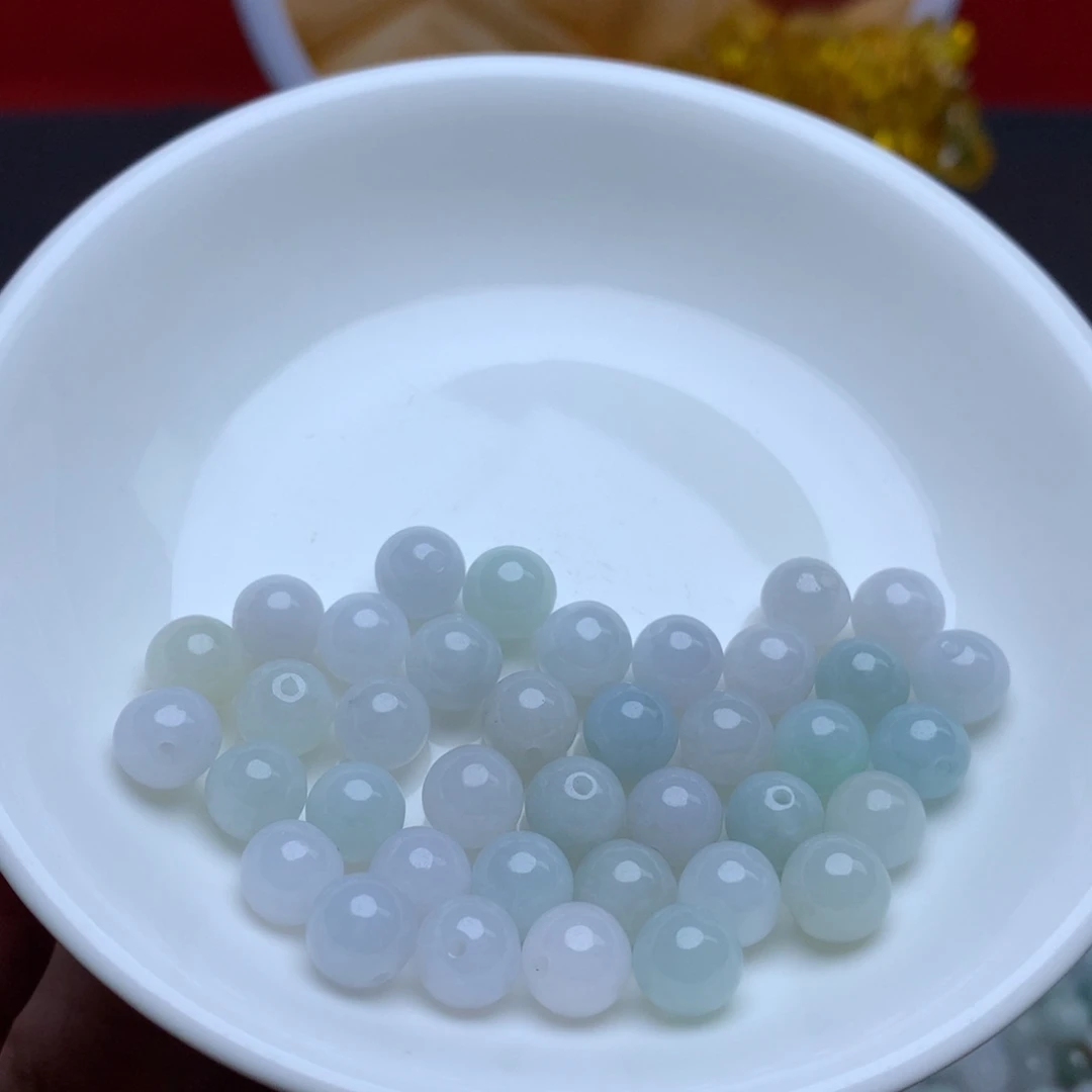 【闪购商品】翡翠手链未镶嵌卡7.8冰绿白25个