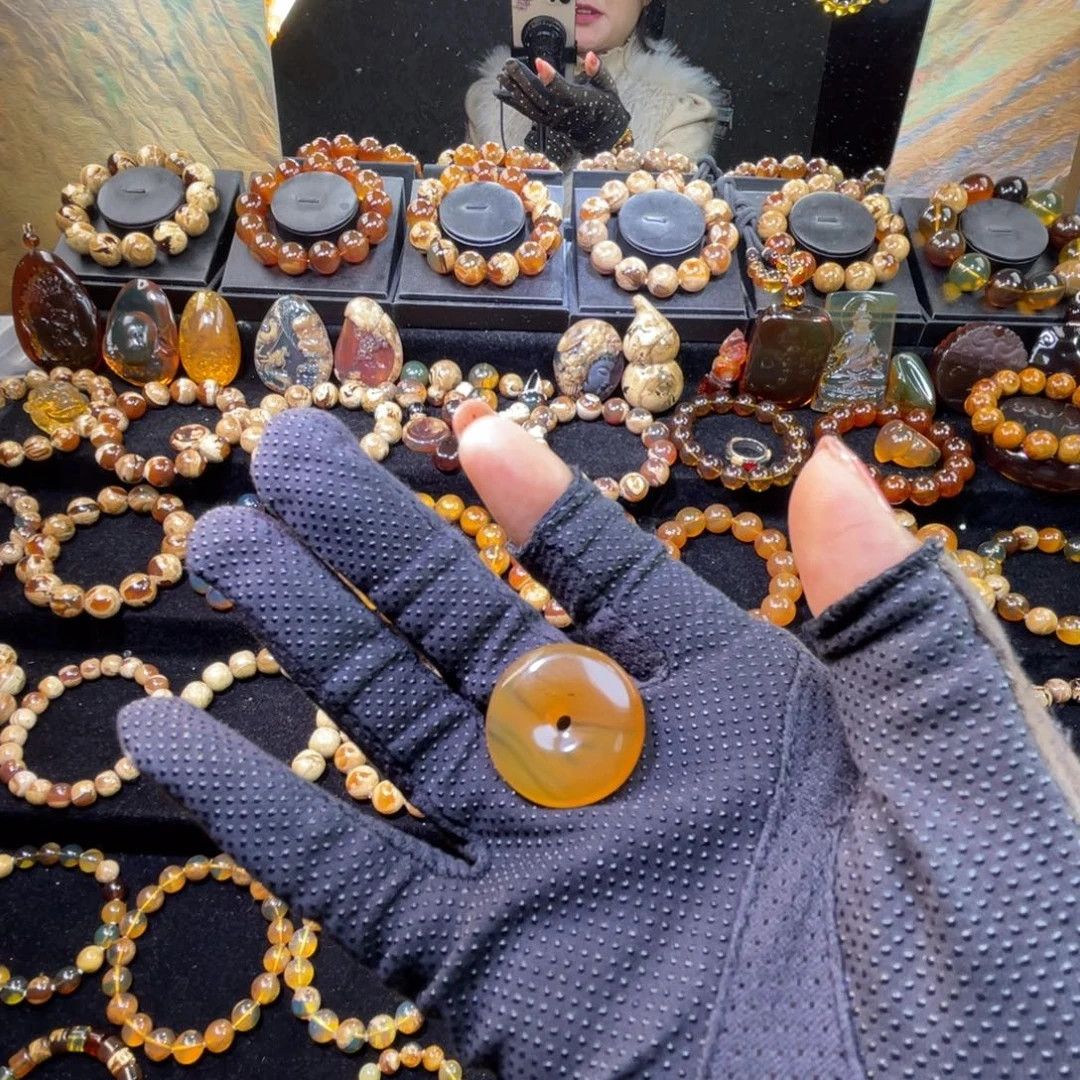 琥珀未镶嵌手串蜜蜡平安扣