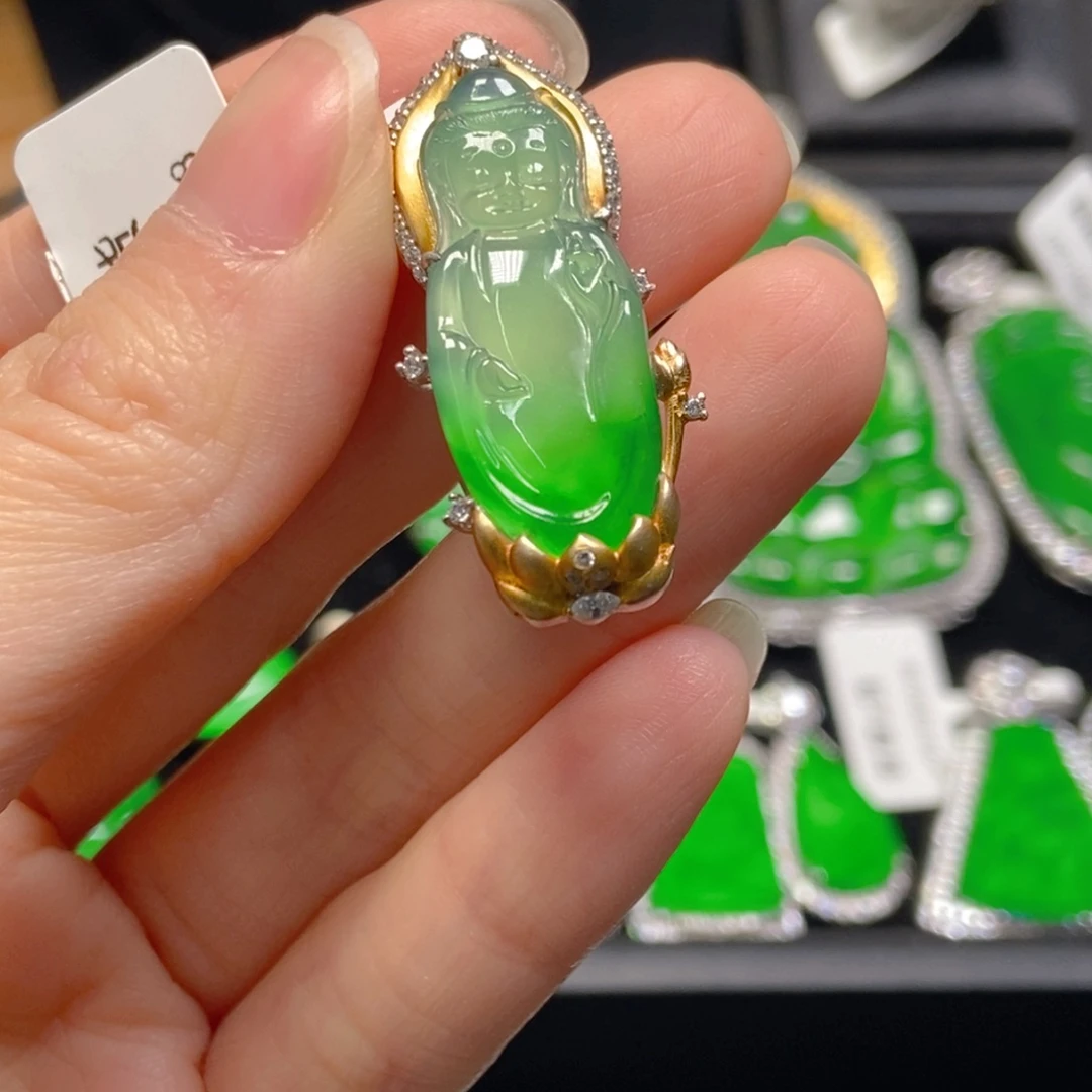 翡翠银S925镶嵌吊坠(不含链)