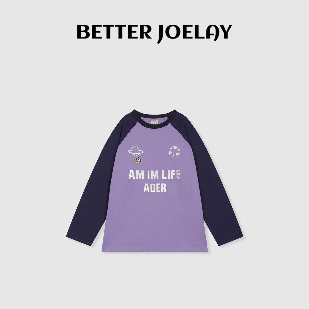 BETTERJOELAY -【海魂条纹】百搭插肩T恤长袖休闲圆领通勤KH1709