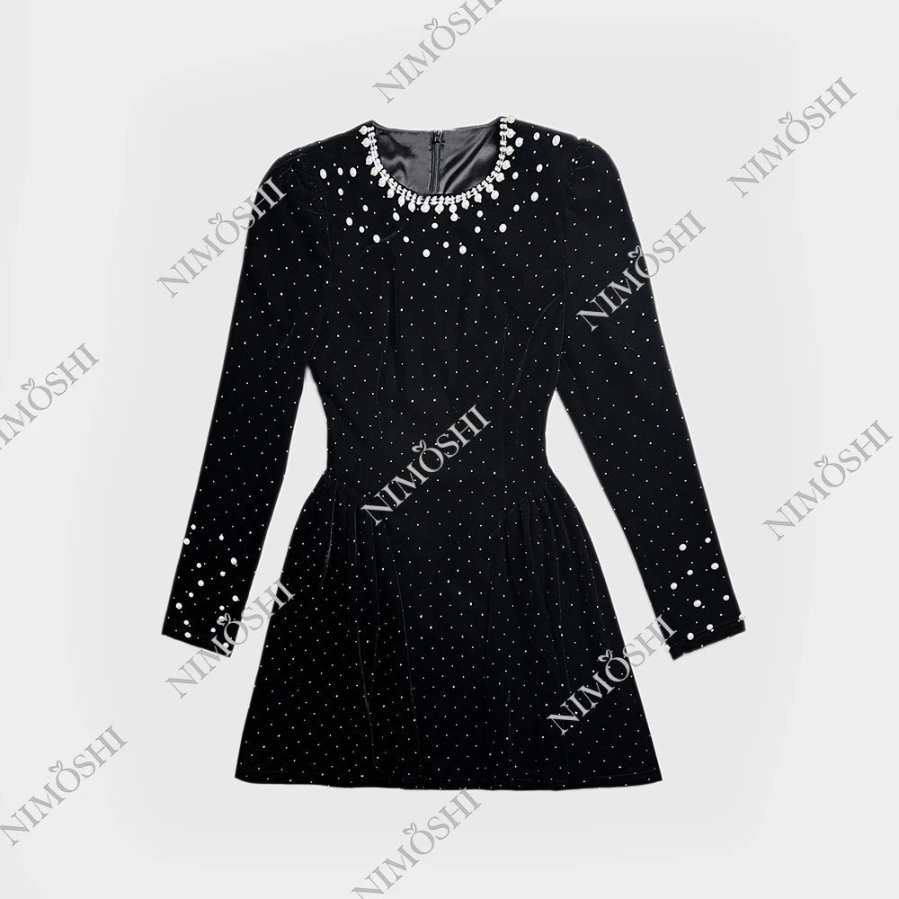 青仓【夏夏专属】新款时尚轻奢圆领镶钻气质款连衣裙女Q1014