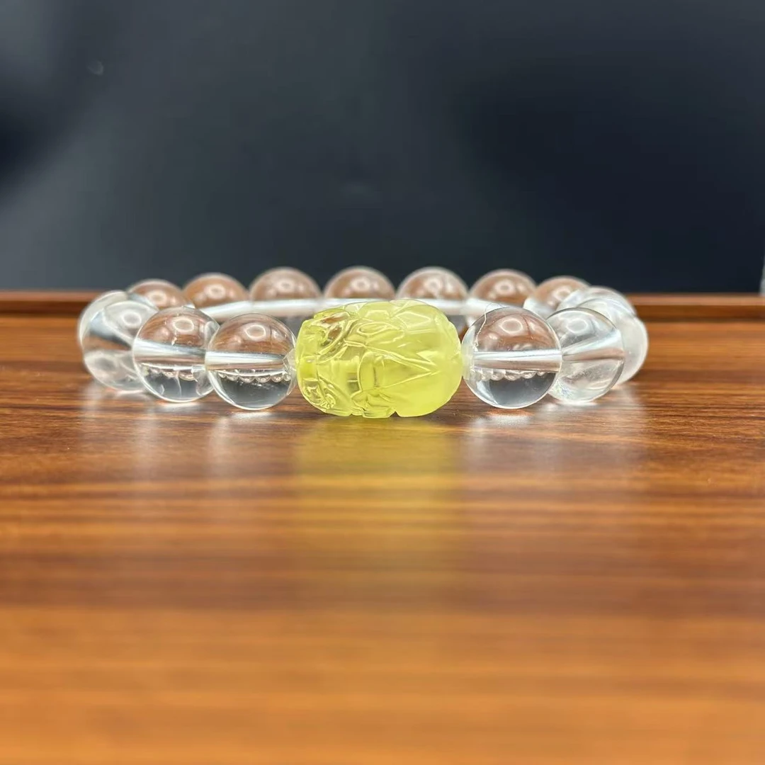 天然白水晶精美蜜蜡大蝉手串多样性发其一水晶手串
