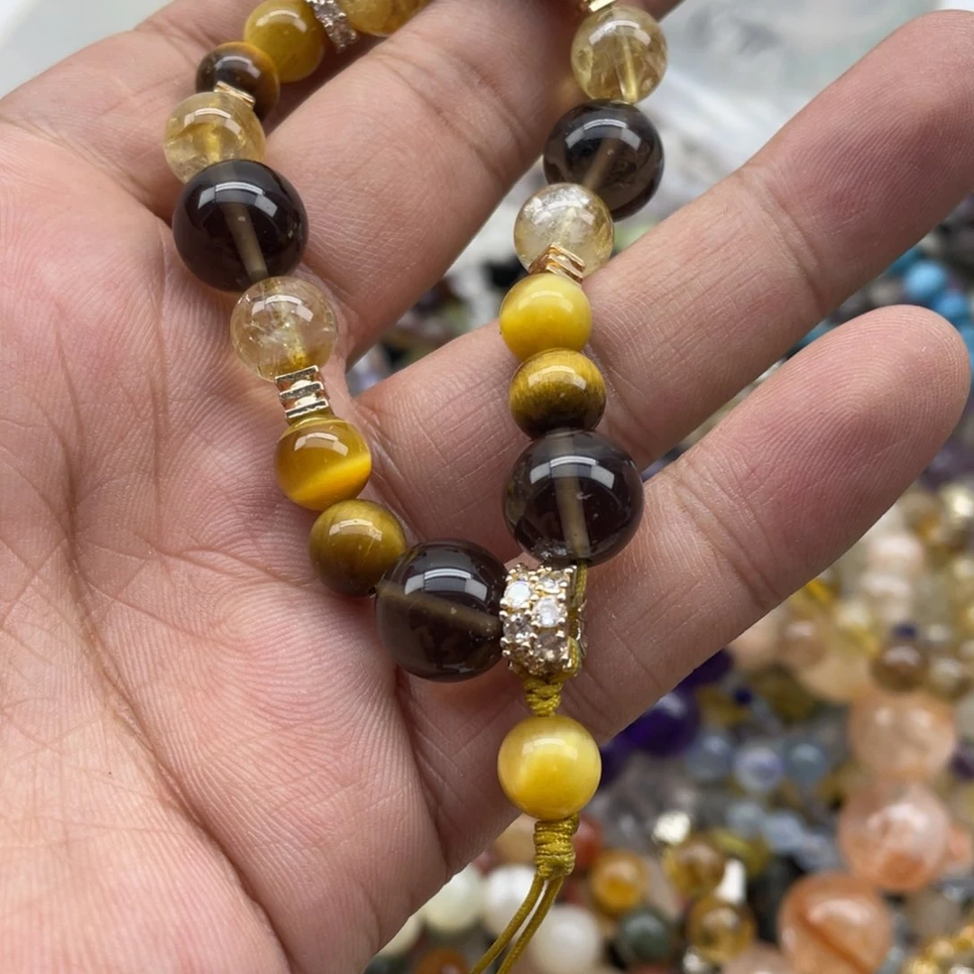 银S925镶嵌手链烟晶