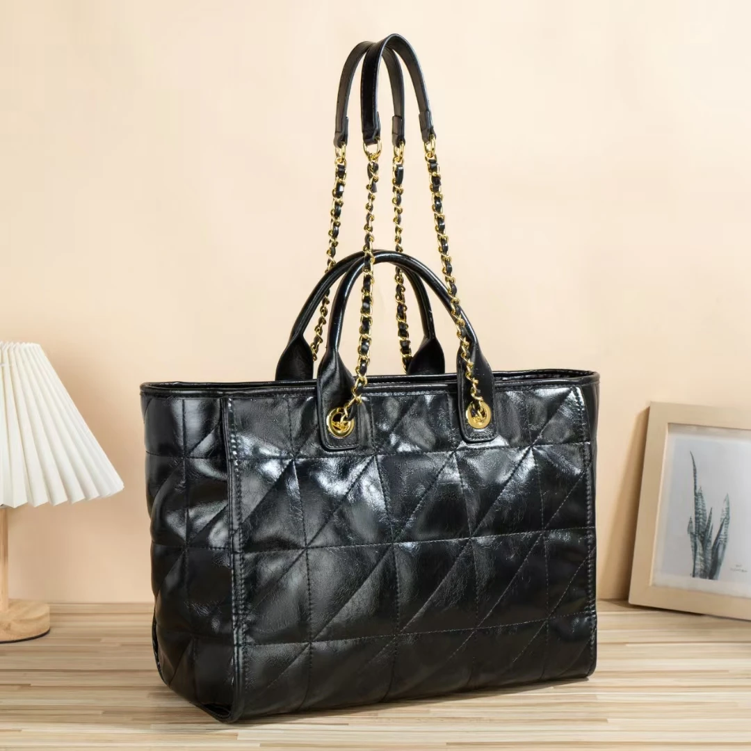 双根耐磨托特包卡位纯色斜挎包经典百搭单肩黑色时尚大容量大包