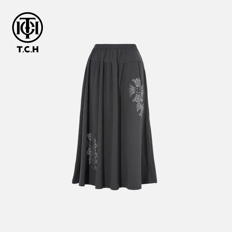 TCH私服烫钻工艺时尚休闲百搭气质半身裙女T75B22E5016轻奢tch