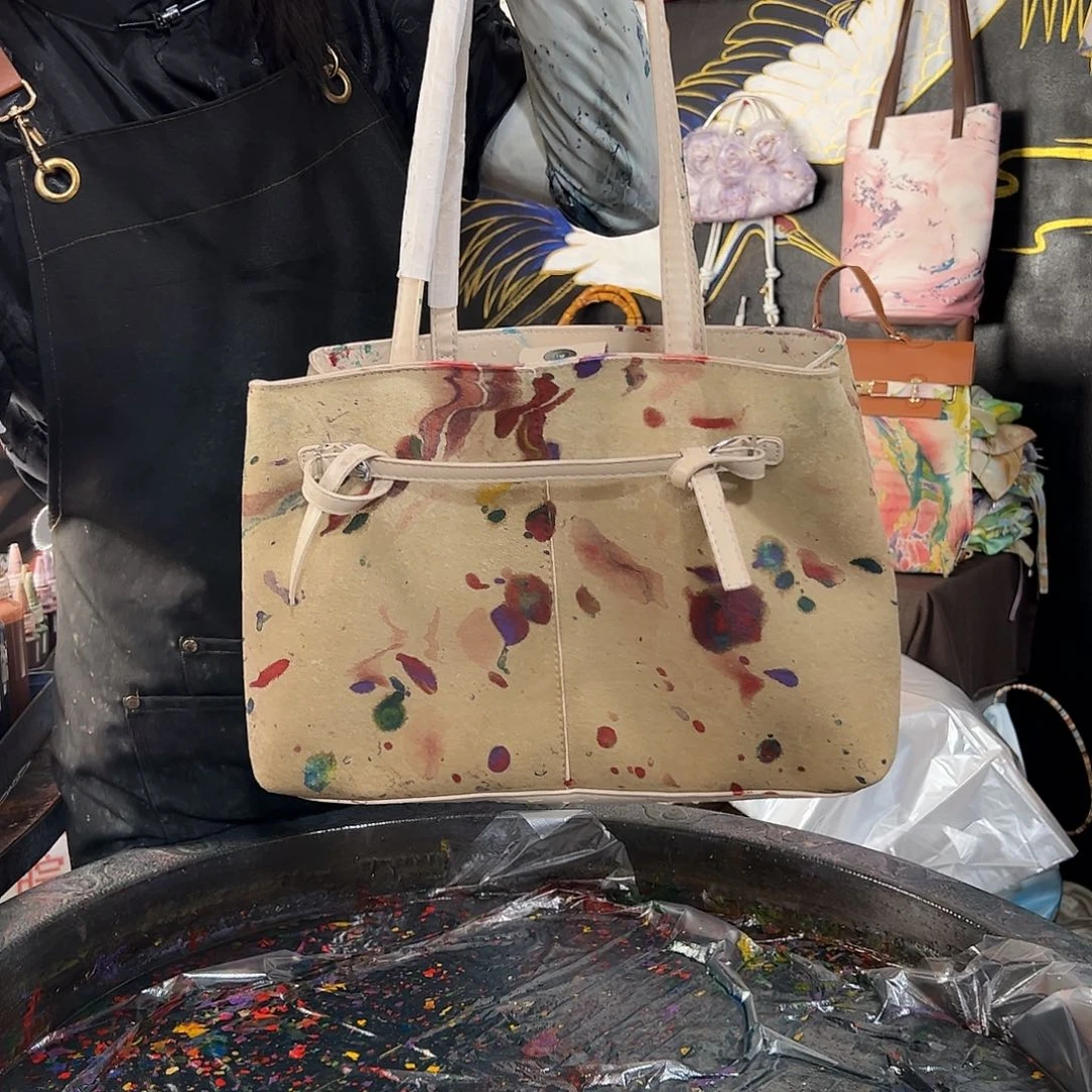 波点手作包包手作麂皮绒包